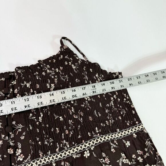 Cleo + Wolf Maxi Dress Womens 2XL XXL Tiered Brown Floral Smocked Cottagecore - Picture 7 of 13